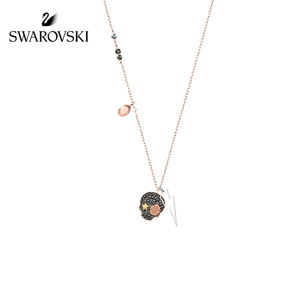 

Genuine Swarovski Duo Personality skull pendant necklaces Fashion Mix Female Crystal Necklace Choker Necklace 5396880
