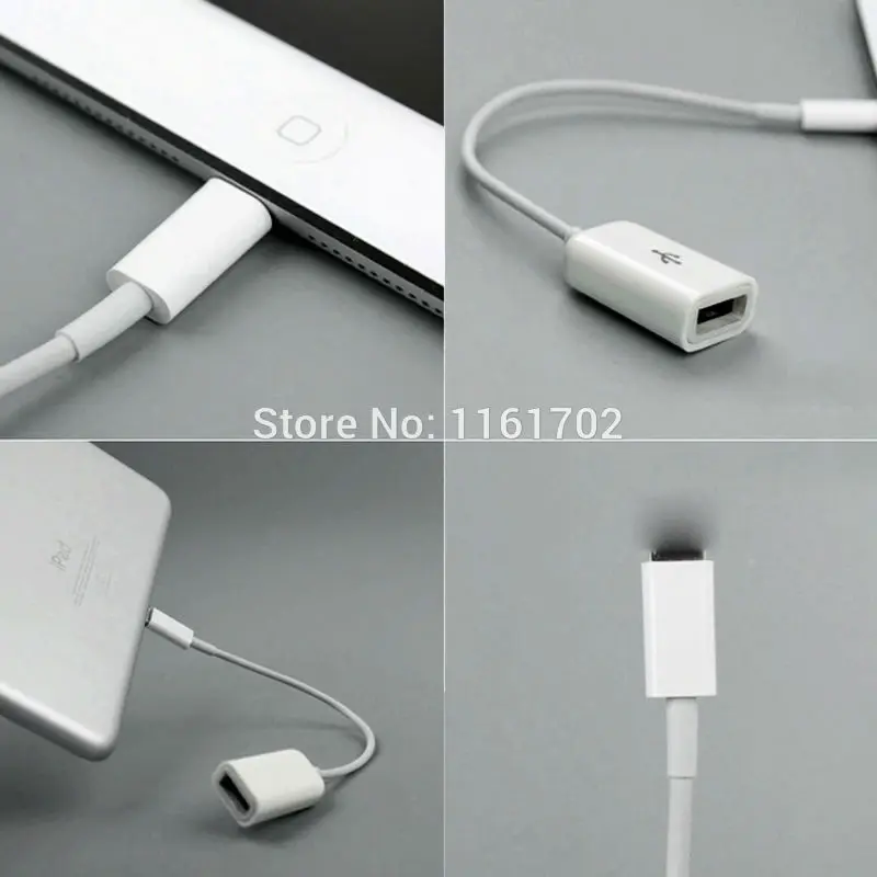 OTG Adapter Cable for Camera Connection Kit Dock Connector to USB 8pin