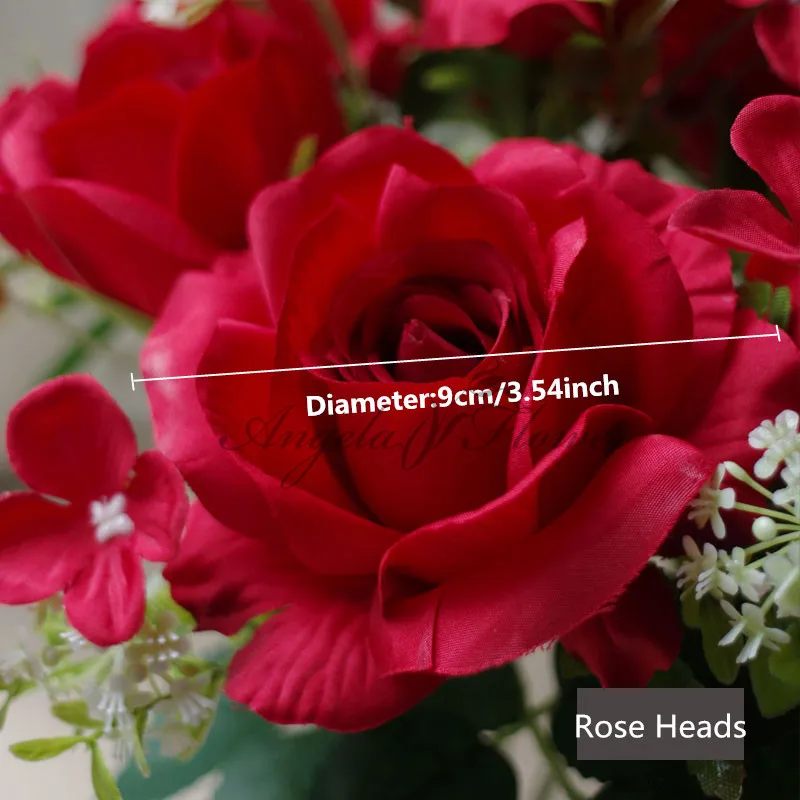 Роскошное красное классическое свадебное украшение цветок Сделай Сам Шелковая Роза Гортензия пион букет для стены невесты ручной Букет - Цвет: type 7