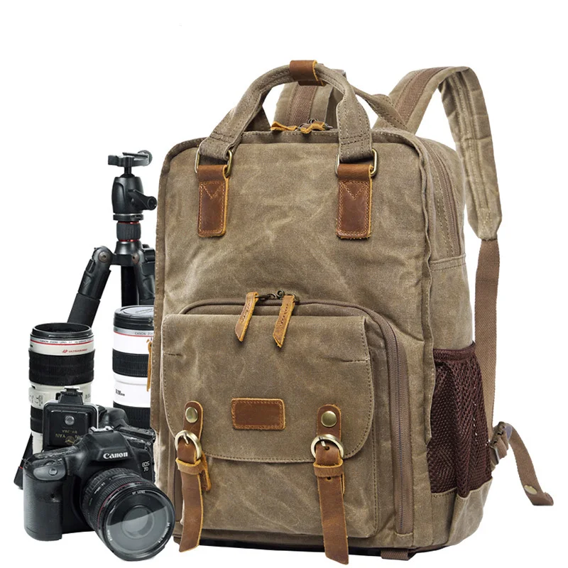 

Batik Waterproof Canvas Digital Slr Photo Backpack Durable Photographer Padded Camera Bag For Camera Lens Shoulders Backpack