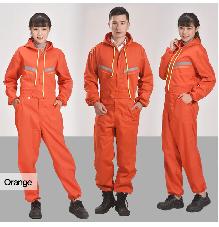 Men Women Coveralls Long Sleeve Hooded Reflective strip Overalls Auto Repair Engineering Spray Paint Workwear Working Uniforms (4)