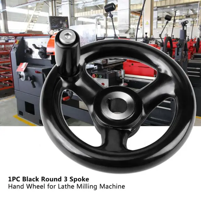 1Pcs 3 Spoke Hand Wheel 12*100mm Black Round 3 Spoke Hand Wheel for Lathe Milling Machine