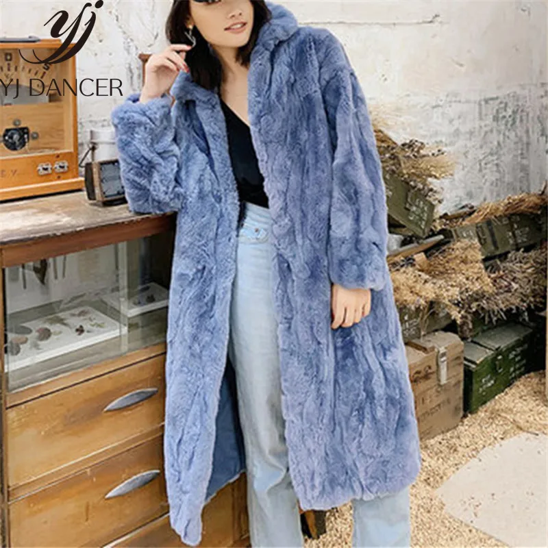 2018 зимнее модное меховое пальто новое из кроличьего меха женское длинное