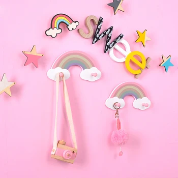 

Lovely Swan Hanging Storage Holders Creative Kids Room DIY Decoration Rainbow Cloud Hooks Clothing Sundries Racks Organizer