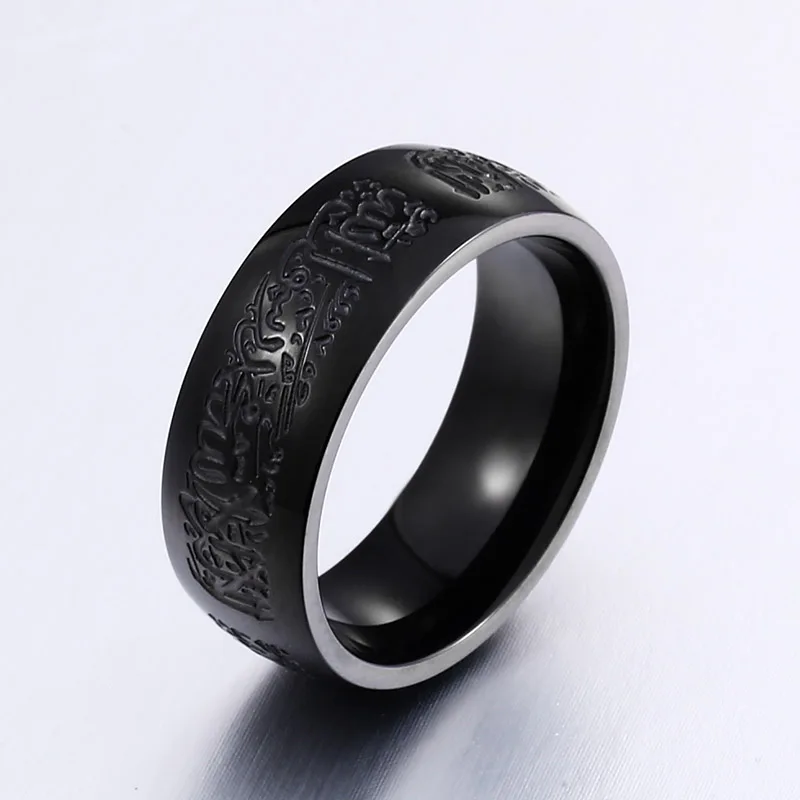 Men Stainless Steel Ring Steel Soldier Four Color Sanskrit Language Good Luck Simple Trendy Jewelry stainless steel ring finger ring