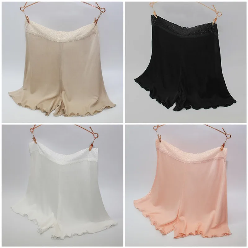 Silk Safety Short Pants Sexy Lace Underpants Panties Knickers Femme Boxer Shorts Briefs Culotte