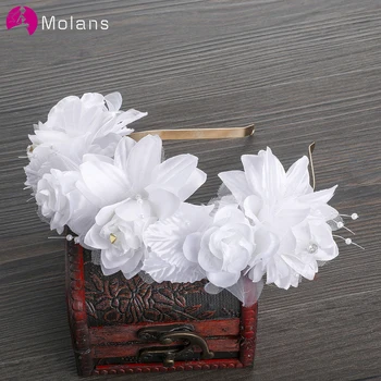 

MOLANS Women Pearl Rhinestone Elegant Flower Crown Wedding Photography Floral Theme Portraits Flower Garland Accessories