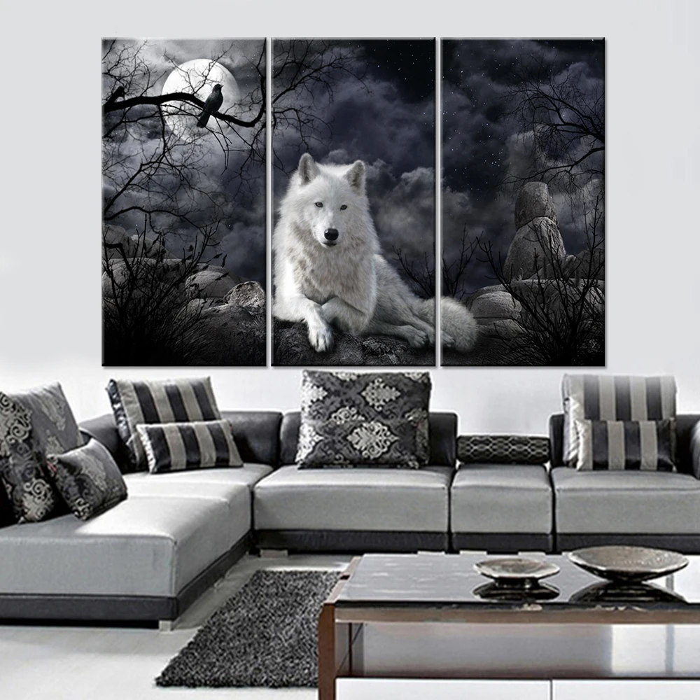 Framed 3pcs Wolf Modern home decor Canvas Print Painting Wall Art Picture Living Room wall art