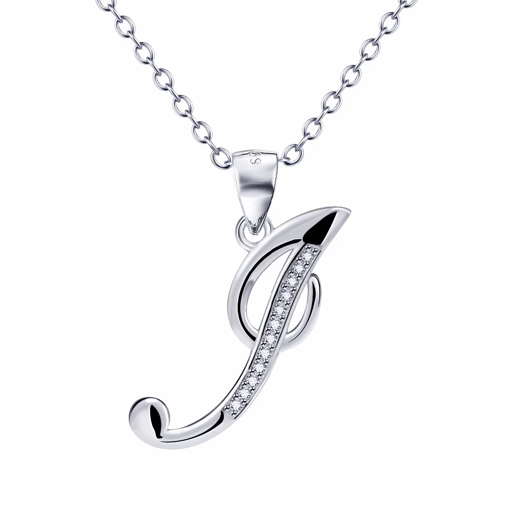 YFN 925 пробы Серебряное ожерелье 26 Заглавные буквы хрустальные подвески ожерелье s 925 ювелирное ожерелье для женщин подарок серебряная цепочка