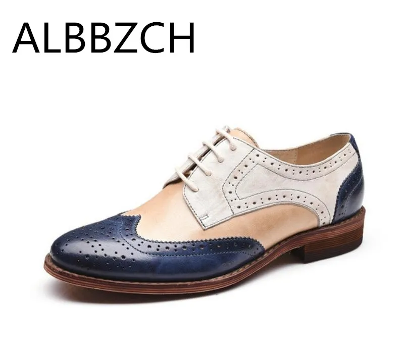 

Genuine leather women shoes brogue career work dress party shoes woman fashion mixed colors oxford flat shoes loafers size 35-42