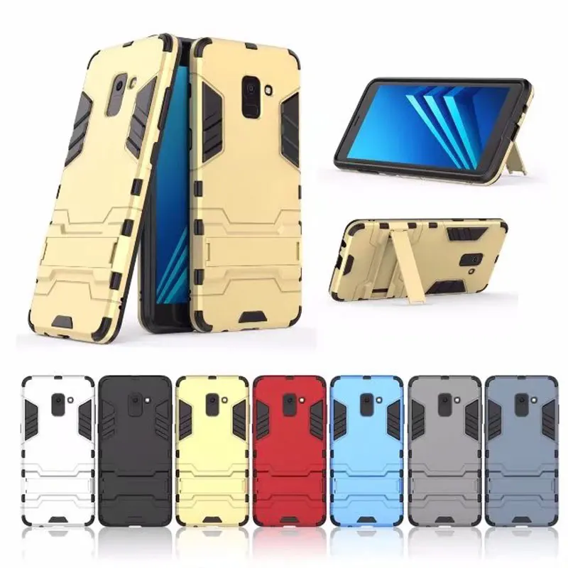 For A8 Plus 2018 Armor Shockproof Case New Hybrid TPU PC Coque Shell Back with Hide Stand Holder for Samsung Galaxy |