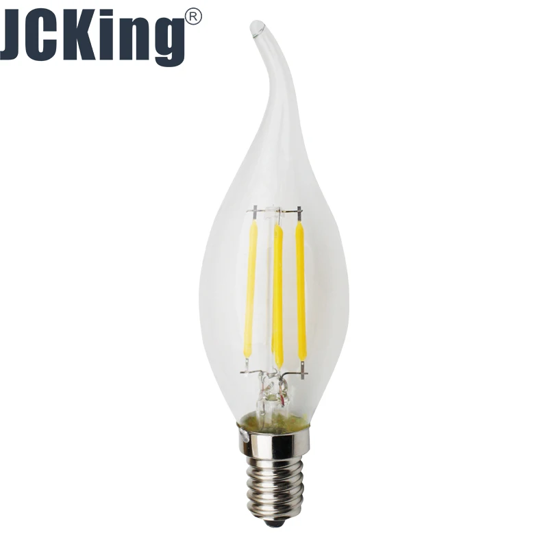 JCKing(упаковка 10 шт) AC 220 В 2 Вт/4 Вт/6 Вт E14 затемнения светодио дный ламп накаливания наконечник лампы светодио дный лампочки, светодио дный Винтаж антикварная люстра