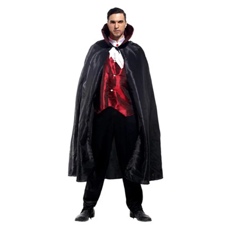 Adult Man Vampire Costume for Halloween Masquerade Party Ghost Devil Fancy Dress Cosplay Clothes with Cloak