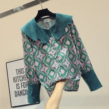 

New Spring Autumn Fashion Loose Women Tops Plaid Printing Long Sleeve Chiffon Blouses Vintage Female Pullovers Shirts