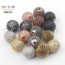 Модные металлические Латунные Микро хрустальные CZ Круглые бусины для изготовления браслетов DIY 3 шт./лот