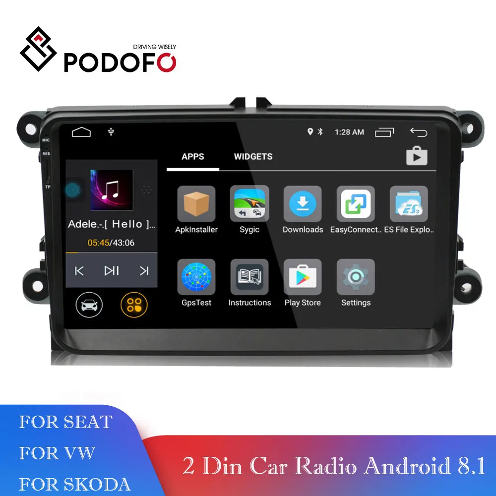 

Podofo 2 din Android 8.1 Car radio Multimedia Player Quad-core auto Stereo GPS WIFI Dash Camera For Volkswagen GoLf Jetta ect