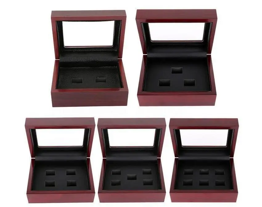 

2 3 4 5 6 Hole Wooden Box Championship Ring Solid Wooden Display Jewelry Box Case Ring Boxes Wholesale Fan Men Gift Drop Shippin