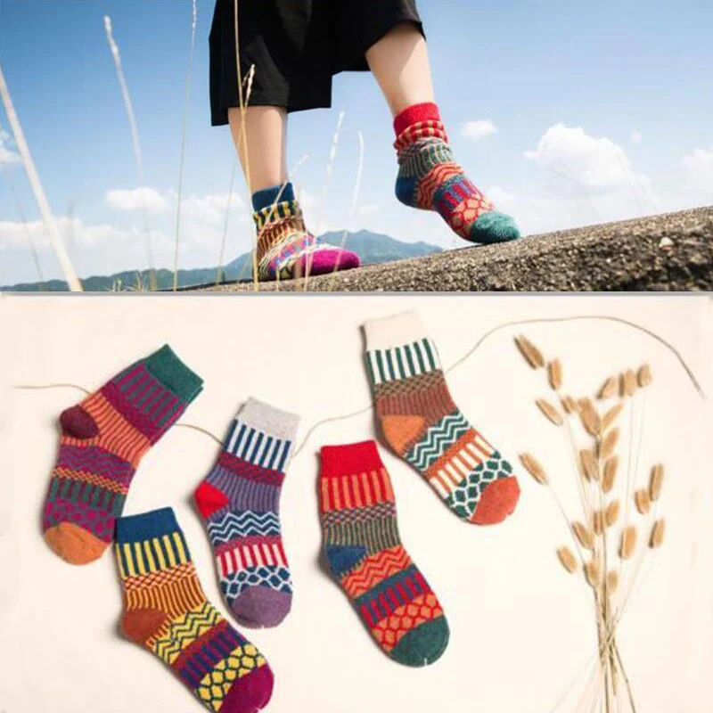 5 пар для женщин шерсть кашемир теплый мягкий толстый повседневное многоцветные носки