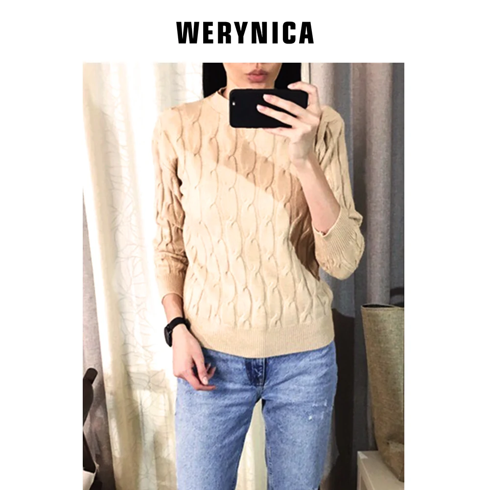 

Werynica lazy wind twist pullover female 2019 winter new loose thick solid color round neck pullover sweater shirt women
