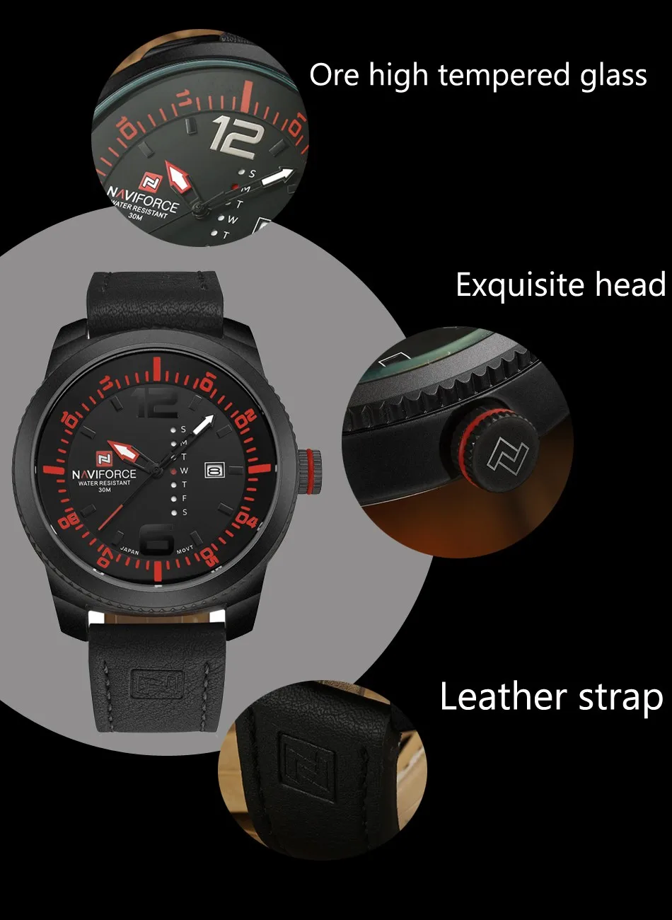 2019 Luxury Brand NAVIFORCE Date Quartz Watch Men Casual Military Sports Watches Leather Wristwatch Male Relogio Masculino Clock