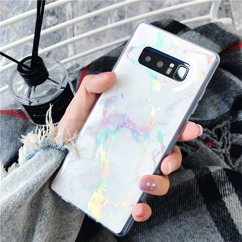 Чехол для Samsung Note 9 Note8 чехол Роскошный лазерный мрамор с эффектом трещин Мягкий