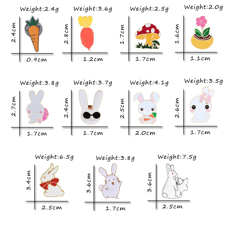 Модные эмалированные Броши Kawaii в виде мультяшного кролика моркови Металлические