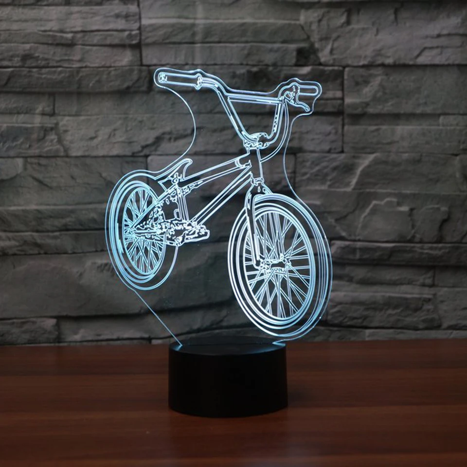 3D светодиодная прикроватная Bmx Ночной светильник велосипеда Форма Usb настольная лампа 7 цветов Изменение скорости велосипед Домашний Декор Спальня сна светильник ing приспособление подарки