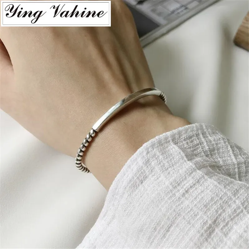 

Authentic 925 Sterling Silver Jewelry Vintage Twisted Open Bangles for Women
