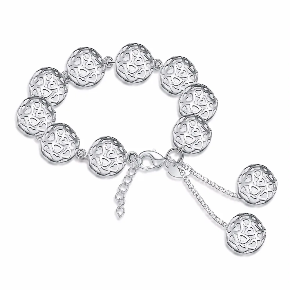 

Free Shipping Wholesale Plated Silver Bracelet, Plated Silver Fashion Jewelry Ball Bracelet KDH088