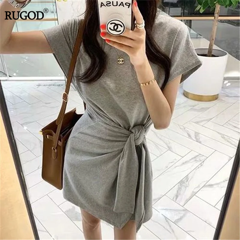 

RUGOD 2019 Summer T shirt Women Fashion Korean Belted Batwing Sleeve Slim Long T Shirt Casual O Neck Shirt Harajuku