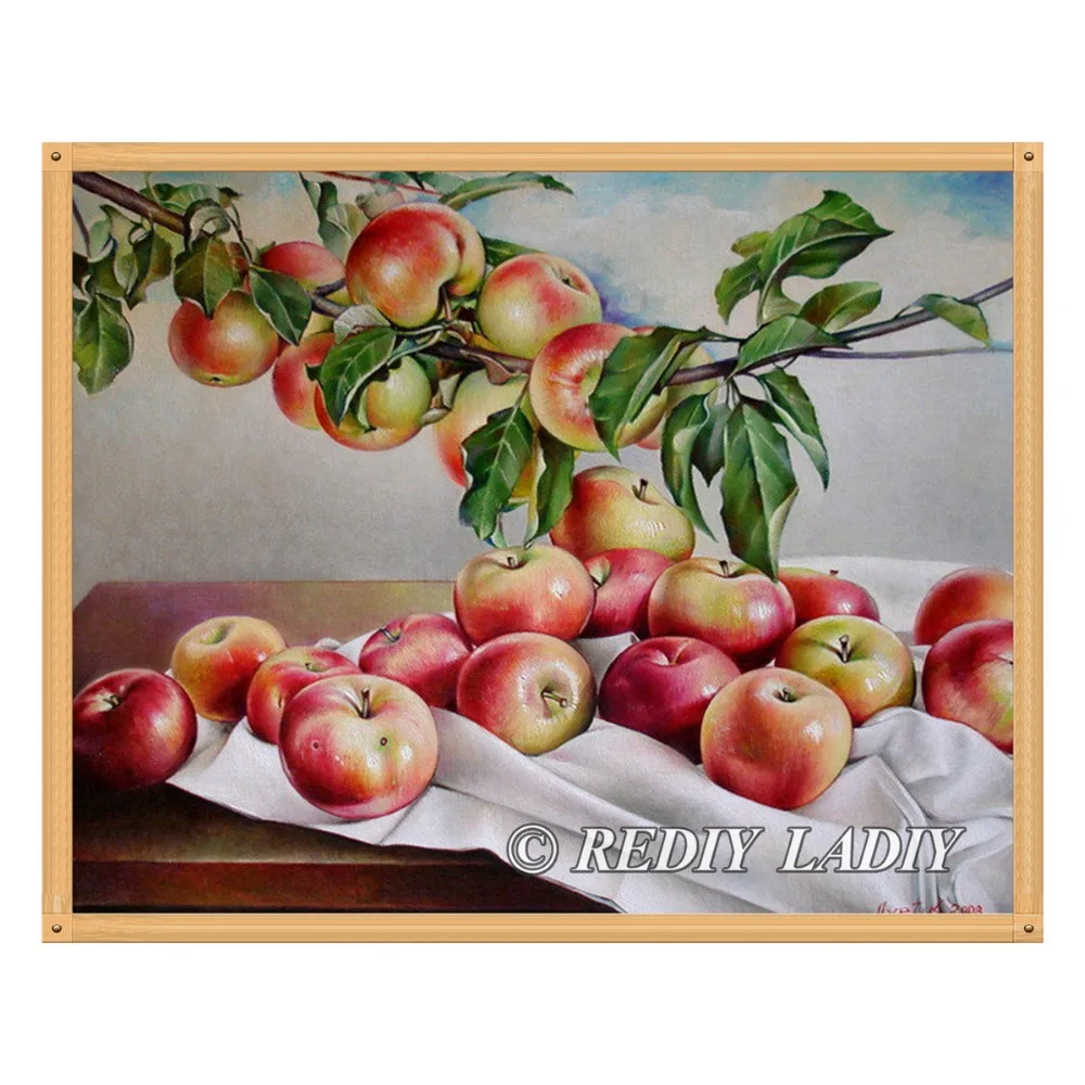 

REDIY LADIY Diamond Painting Cross Stitch Still Life Apples Diamond Embroidery Crystal Rhinestones Picture Handwork Home Decor