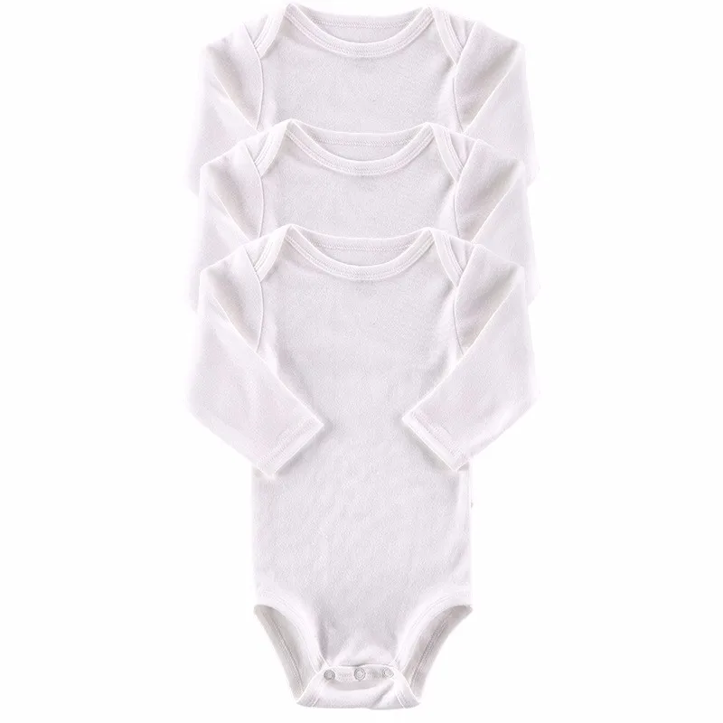 Детские ползунки хлопок однотонные белые для новорожденных с длинными рукавами для маленьких мальчиков комбинезон Одежда и аксессуары для девочек для осень-зима 0-12 м Детские костюмы
