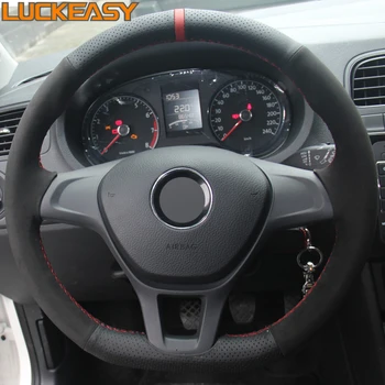 

Black Genuine Leather Suede Car Steering Wheel Cover for Volkswagen VW Golf 7 Mk7 New Polo Jetta Passat B8 Tiguan