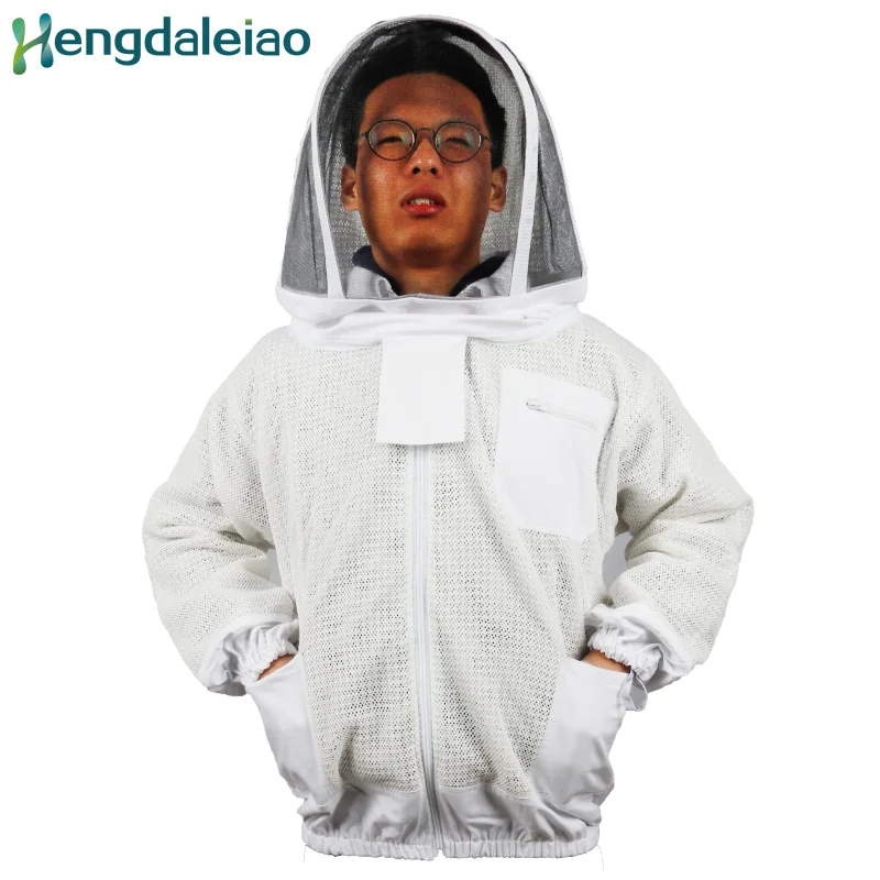 

HDBC-002 Beekeeping Suits Three Layer Air Vented Mesh White Zipper Jacket with Veiled Hat