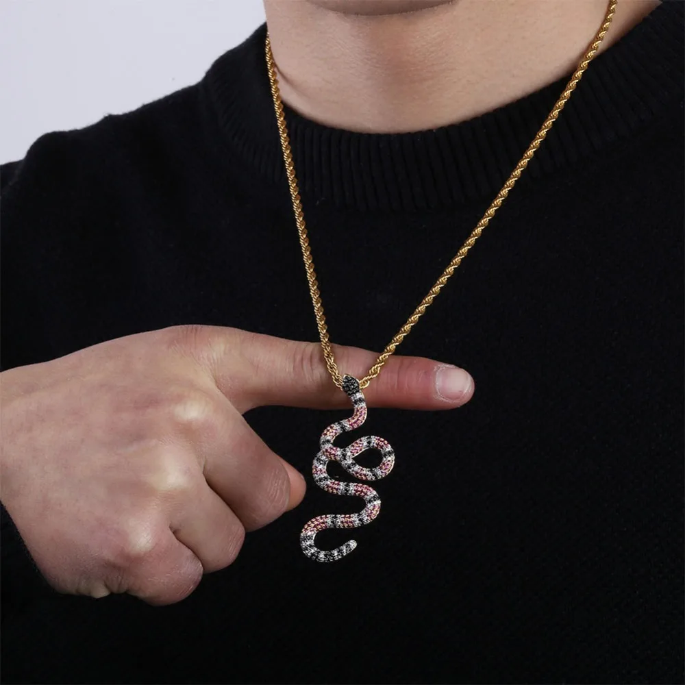 GUCY Hip Hop Animal snake Necklace Color Micro Cubic Zircon Jewelry For Men and Women's Gift - AliExpress
