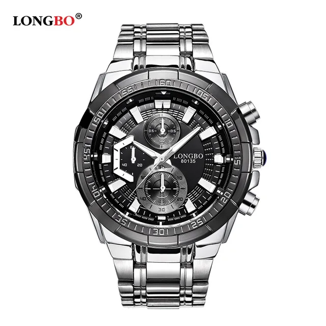 

LONGBO Famous Brand Quartz Watch Silver Casual Geneva Military Men Stainless Steel Band Sports Fashion Wristwatch Men's Watch