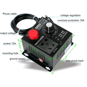 

AC 220V 4000W SCR Electronic Voltage Regulator Temperature Motor Electric tool Adjustable FAN Speed Controller Dimmer