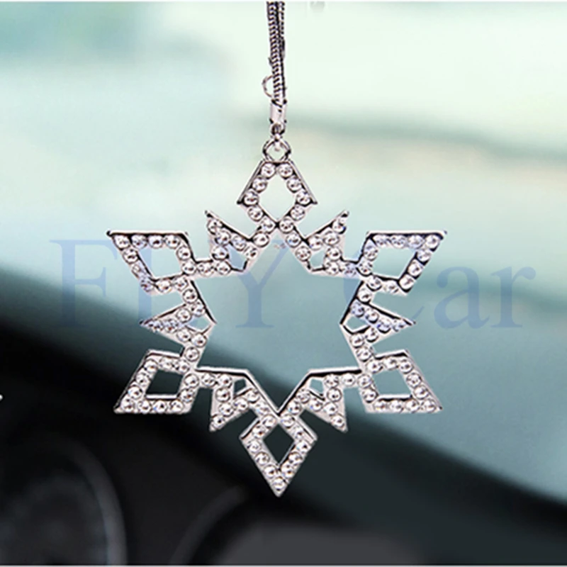 New Stars Car Ornaments Diamond Hexagram Stainless Snowflake Shape Metallic Auto Interior Ornaments Accessories For Women Girls