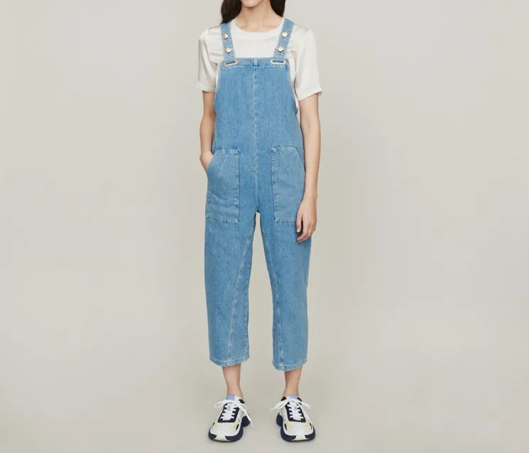 

2019 Casual Jeans Blue Jumpsuit women french chic Casual jeans