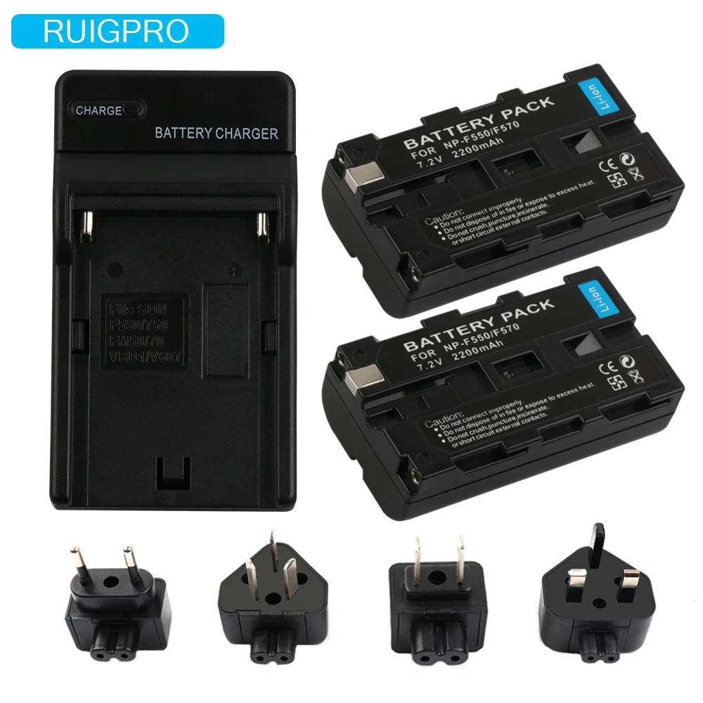 

2 Pcs x NP-F550 / NP-F570 NP F550 NP F570 Full Decoding Battery + Wall Charger for Sony NPF550 NPF570 Digital Camera Battery