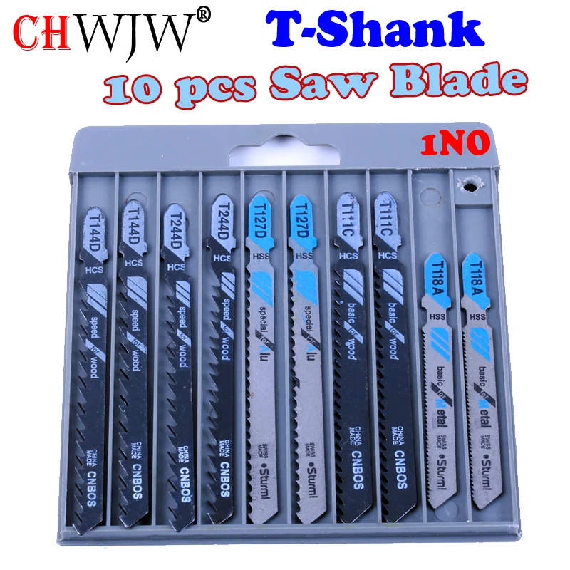 1 packs High Quality 10pcs  Hcs HSS Ground Teeth Straight Cutting T-Shank Jig Saw Blade for Wood