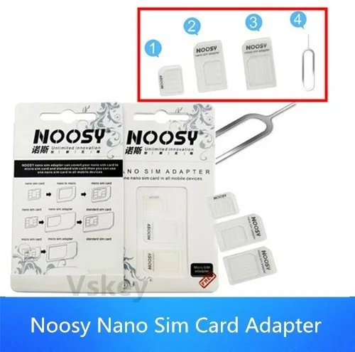 VSKEY 100 шт. 4 в 1 адаптер для Sim карты + Адаптер Micro карт стандартный SIM со штифтом
