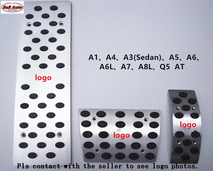 Левый угол алюминиевый сплав педаль дроссельной заслонки тормоза педали акселератора для Audi A1 A4 A3(седан) A5 A6 A6L A7 A8L Q5 AT - Название цвета: Audi Logo AT