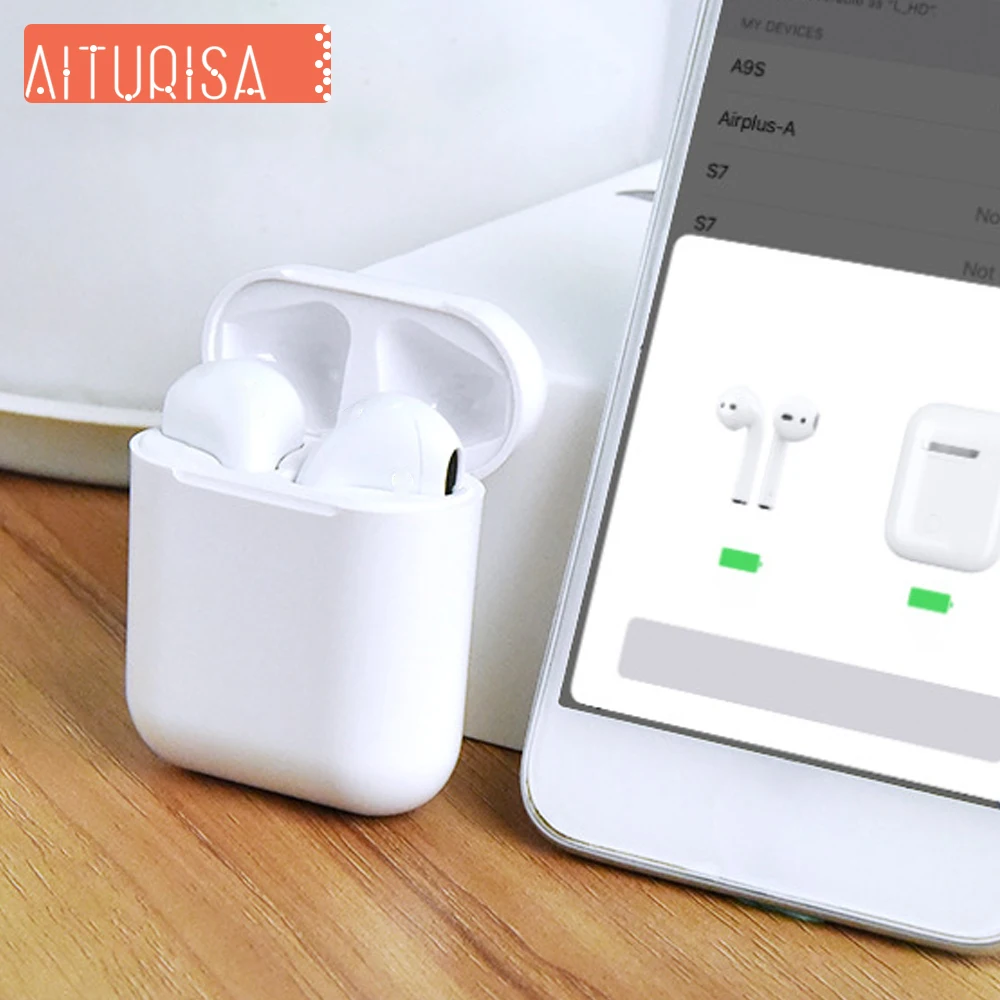 

New i60 tws mini wireless bluetooth 5.0 Earphones Fingerprint Touch Smart pairing Headphones Wireless charging with charging box