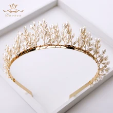 Ручная работа, Серебряная/Золотая свадебная повязка на голову, Жемчужная Диадема невесты, диадема, головной убор невесты, аксессуары для волос, украшения для волос для девочек