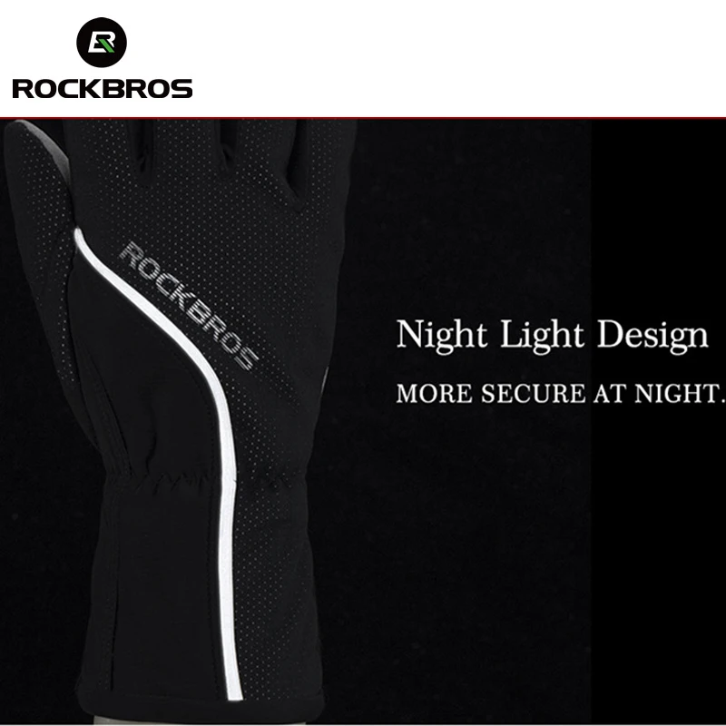 ROCKBROS الحرارية الصوف التزلج قفازات كاملة الأصابع يندبروف على الجليد قفاز للماء قفازات للتزلج الشتاء الدراجات دراجة قفازات