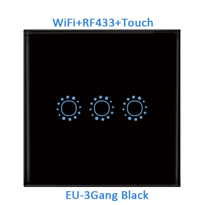 ЕС Стандартный переключатель AC90-250V Wi-Fi Сенсорный настенный светильник переключатель Панель 1/2/3 с функцией дистанционного управления настенного выключателя нулевой провод Установка - Комплект: black 3g