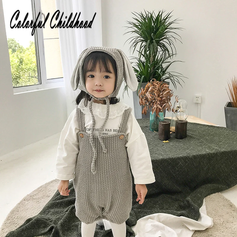 

Baby Girl's Overalls Autumn All Cotton Cartoon Rabbit Ears Design Overalls Lovely Toddler Kid Jumpsuit Children 's Clothing