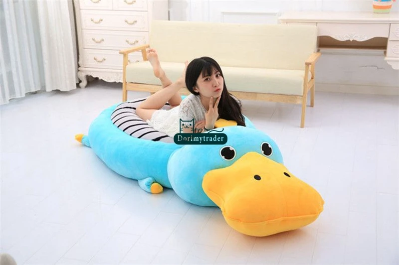 Dorimytrader New Pop Animals Plush Sofa Leisure Tatami Carpet Big Soft Lovely Hippo Tiger Duck Dog Chick Penguin Stuffed Anime Toys 200cm X 100cm Home Decoration Gift  DY61696(30)_1