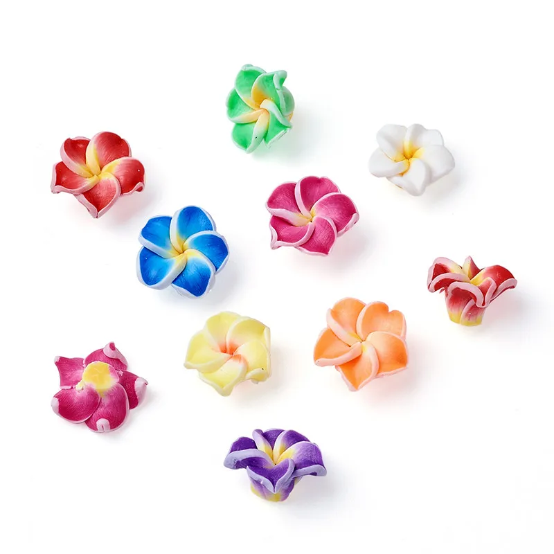 Arcilla Polimérica hecha a mano 3D Flor Plumeria Beads Mezclados Color 12 ~ 30 mm